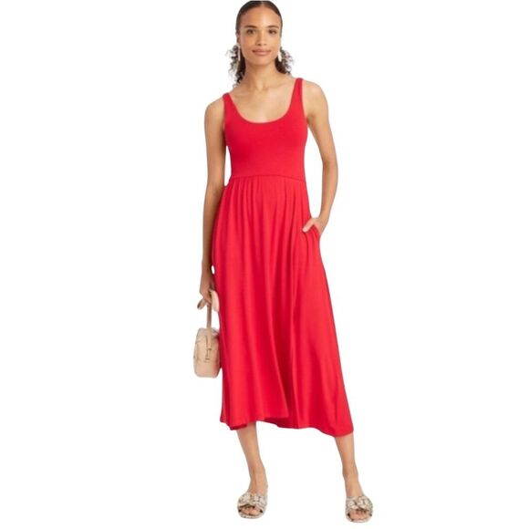 A New Day Red Fit & Flare Midi Dress - Picture 1 of 8